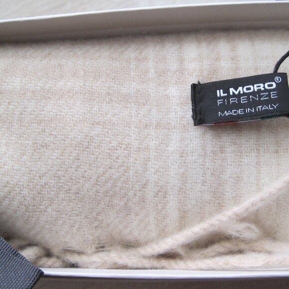 IL MORO FIRENZE Cashmere Blend Plaid Scarf Made in Italy - Picture 4 of 4